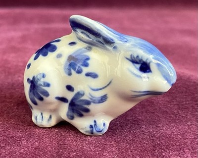 Blau & Weiß Keramik Miniatur Kaninchen Salzstreuer