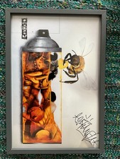 Framed Print of A Graffiti Artist Working Under Pseudo Oldhaus Signed