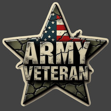 Army Veteran Cracked Star Emblem Sticker Vinyl Decal Patriotic Military