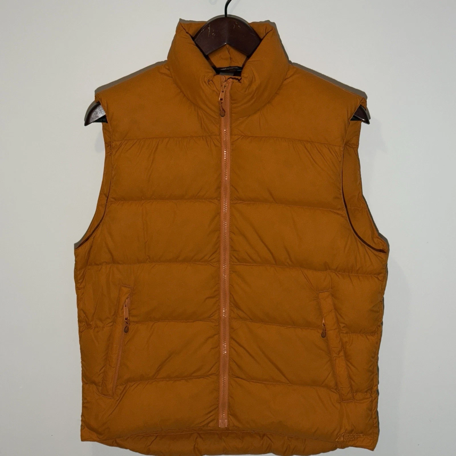 MEC Down Puffer Vest Orange Insulated Zip Mens Small