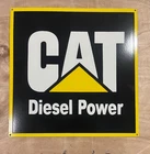 Vintage Caterpillar Diesel Power Gas & Oil Porcelain Enamel Sign 24x24" DSP.