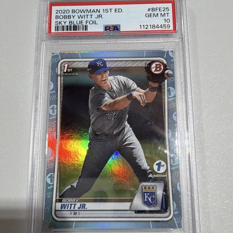 Bowman 2020 1st Edition Bobby Witt Jr Sky Blue Foil BFE-25 Royals PSA 10