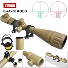 6-24x50 Hunting Scope Red/Green Dual Illuminator Scope 20mm Rail Mount TAN