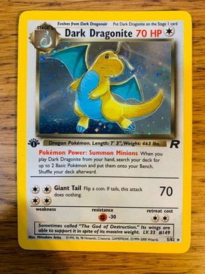 LP! 1. Edition Dark Dragonite (5/82) Team Rocket Set Holo Pokemon Karte!