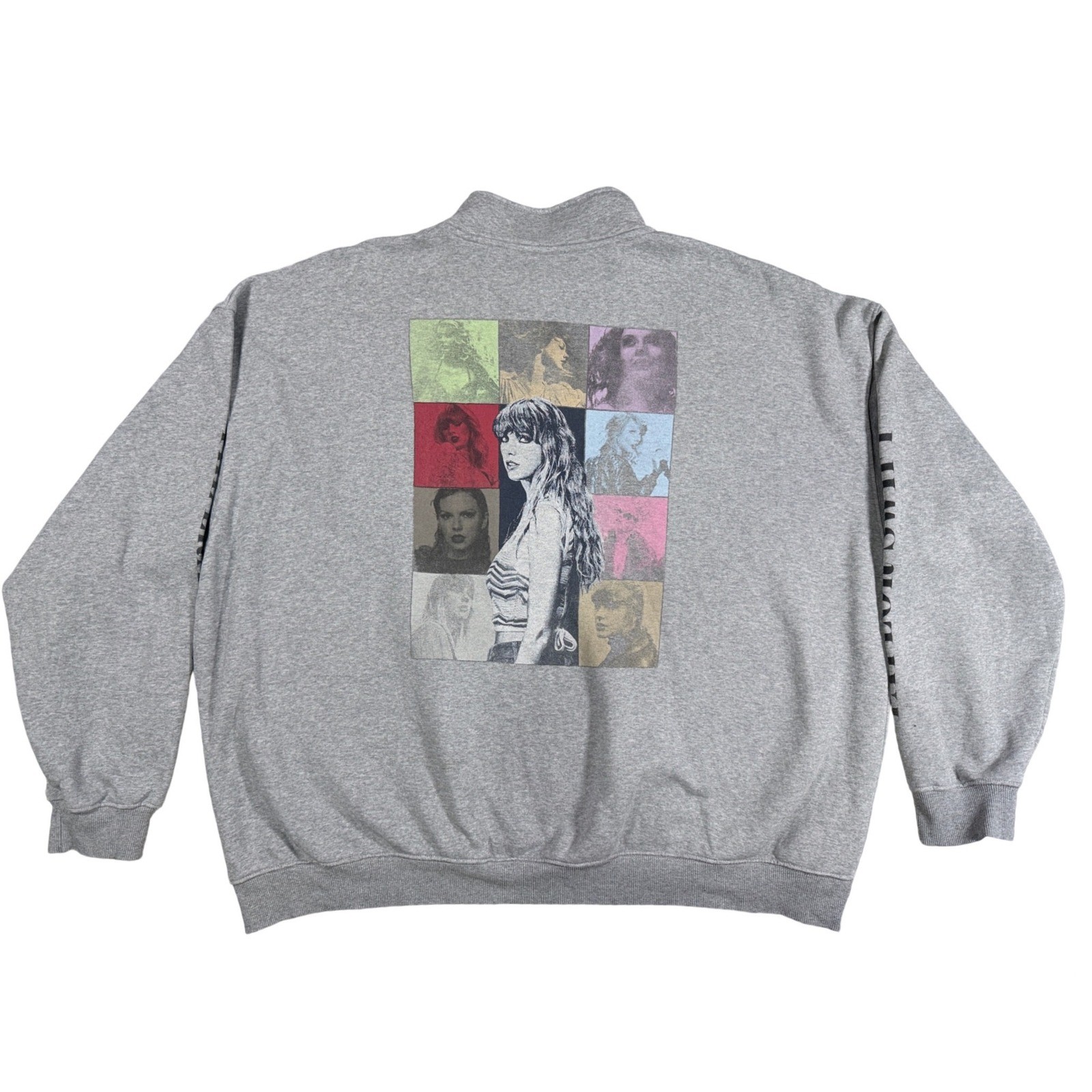 Taylor Swift The Eras Tour Quarter Zip Gray Pullover Sweatshirt 2XL Graphic Back image 2