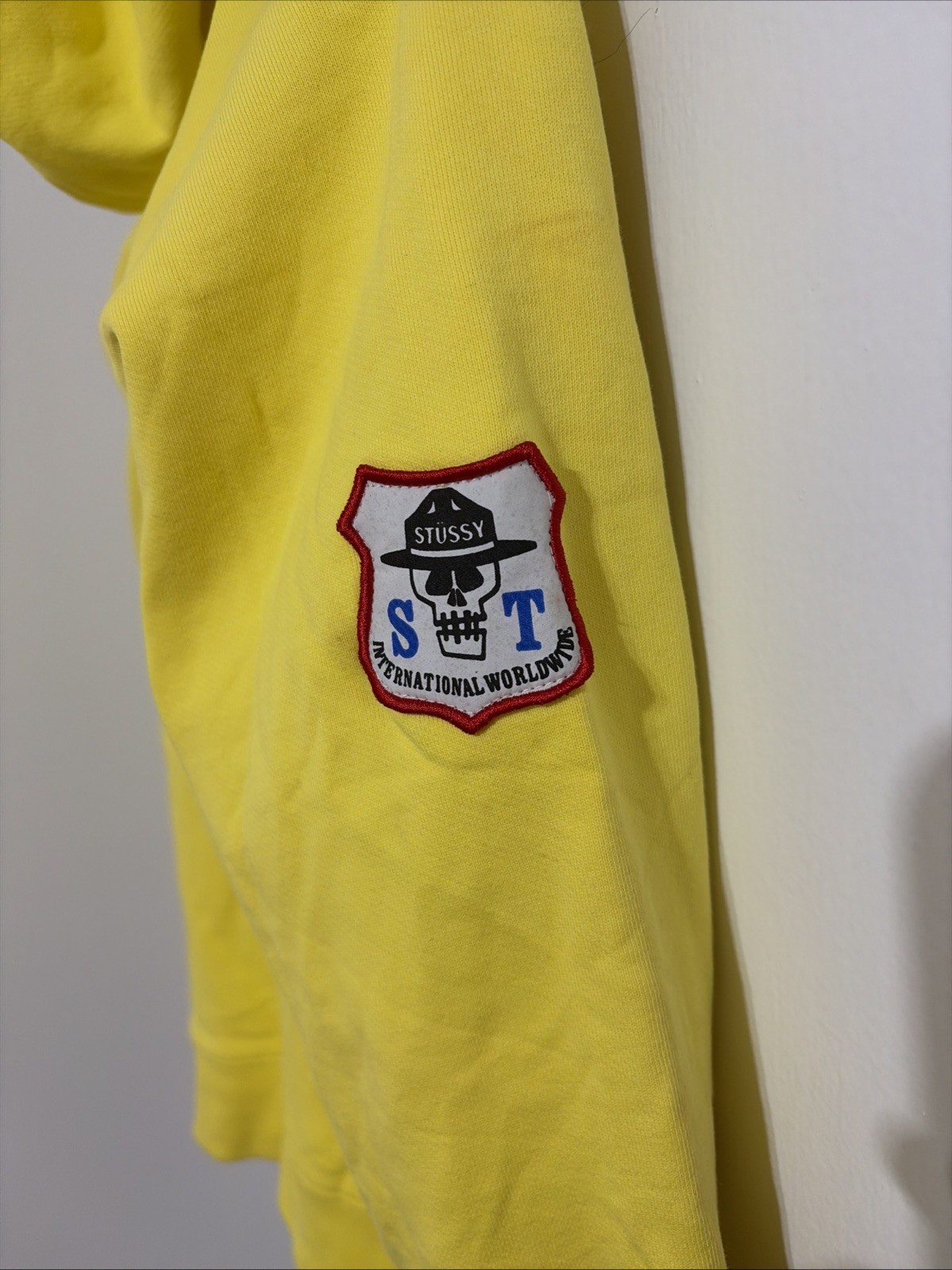 Stussy Size Small Yellow Full Zip Hoodie With Patches Campgrounds Camping 1980 thumbnail 8