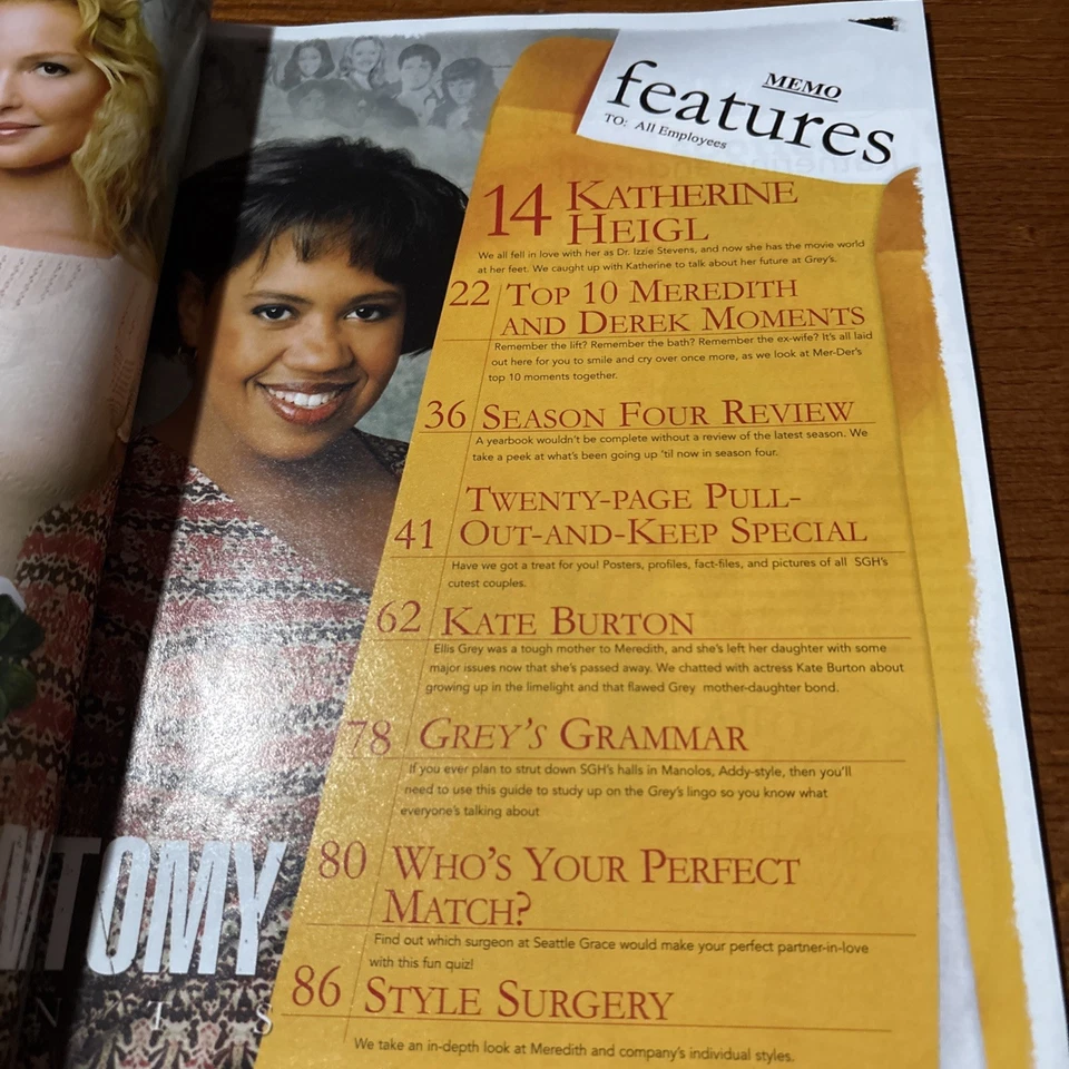 VTG 2008 Grey’s Anatomy The Official Magazine 9 Katherine Heigl Kate Burton EXC - Image 2 of 4