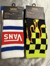 Vans Boys Crew Cotton Off The Wall Logo Socks Sz 1-6 NWT 2 Pairs