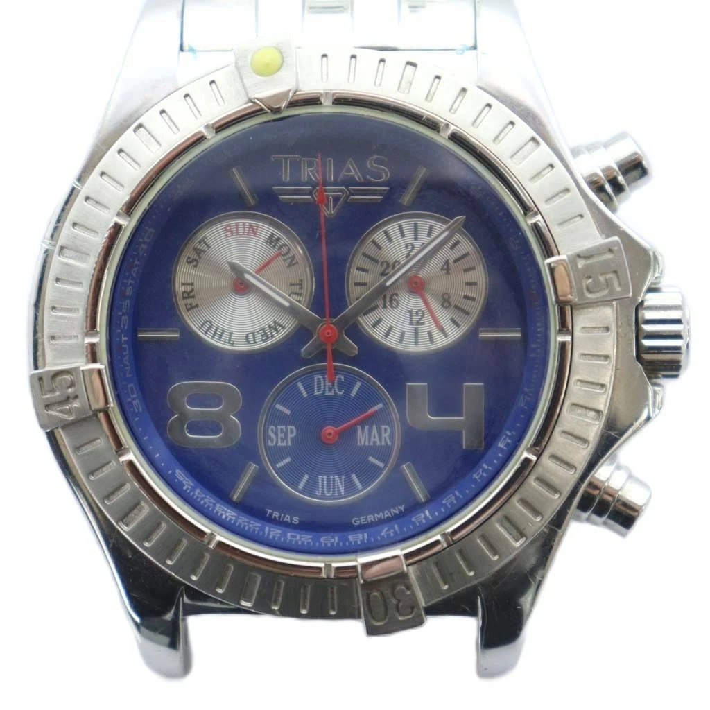 Montre Trias Automatique Vintage Pour Homme - Cadran Blanc 24h - Bracelet Cuir Noir - Boîtier Argenté