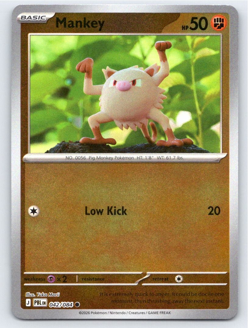 2026 POKEMON MANKEY PITCH BLACK 042/084 REVERSE HOLO C NM A83266 FREE S&H