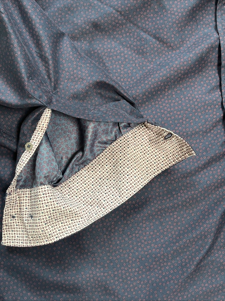 International Report Men's 2XL Button Up Blue Small Floral Print Flip Cuff XXL - Image 3 of 4