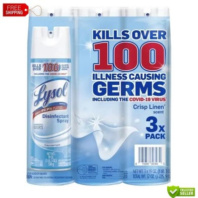Lysol Disinfectant Spray - Crisp Linen Scent, Each 19 oz New-3 Pack
