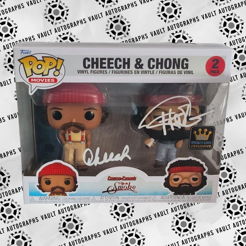 Cheech & Chong Signed 'Up In Smoke' Funko Pop 2 Pack Beckett Witnessed COA Rare