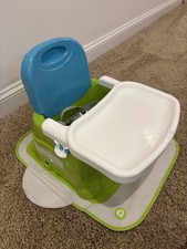 Munchkin Portable Travel Booster Seat High Chair w/ Tray Carry Bag Green/Blue