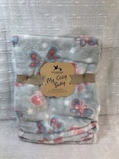 NEW Adirondack Baby Blanket Butterfly Butterflies Flowers Gray Pink Blue Girls