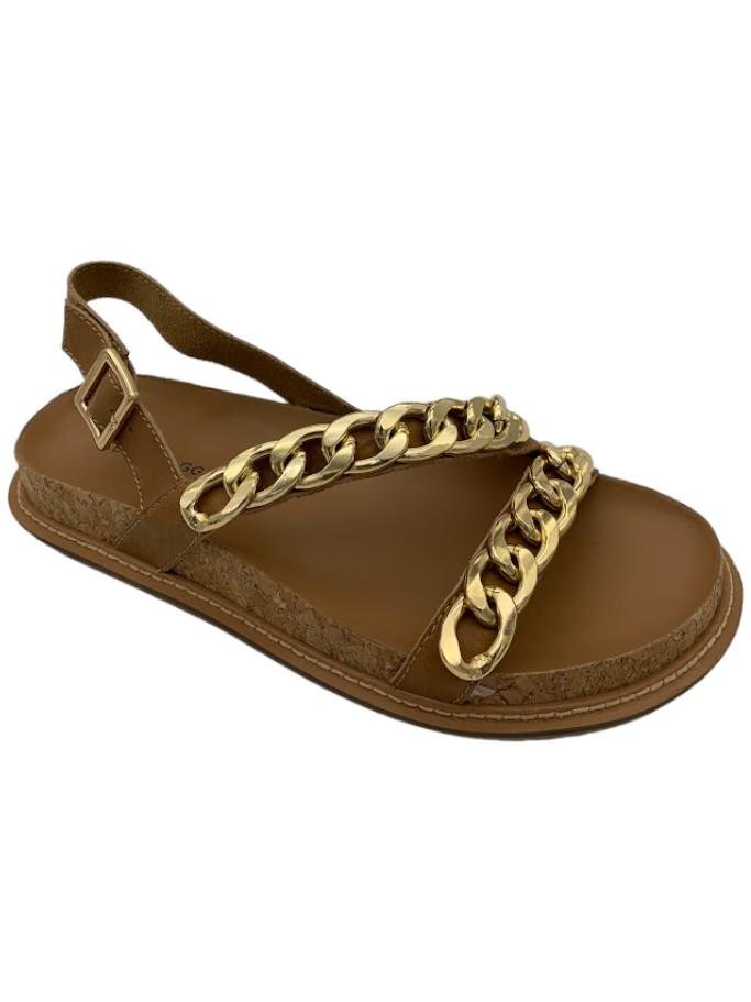 Кожаные сандалии на цепочке с надписью Kelsi Dagger коричневого цвета