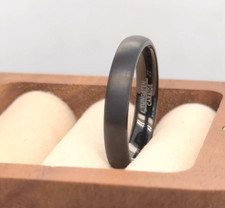 Black Tungsten Anniversary Band Comfort Fit Skinny Ring Lightweight Wedding Ring