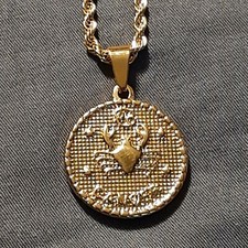 ZODIAC SIGN CANCER Pendant Charm / STAINLESS STEEL ROPE CHAIN NECKLACE G