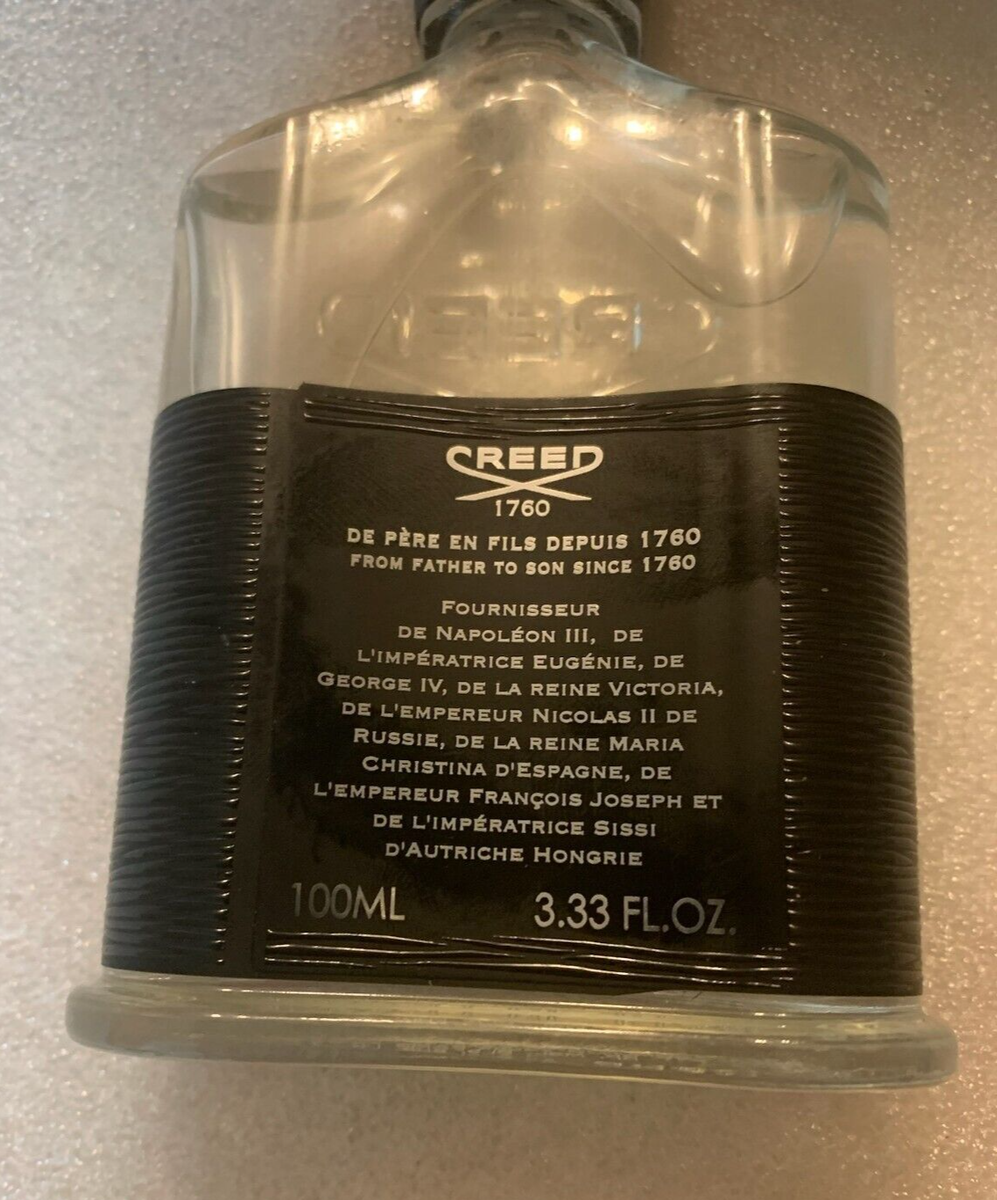 Creed Aventus Lot F000792 EDP 100ml 3.3oz spray bottle and metal