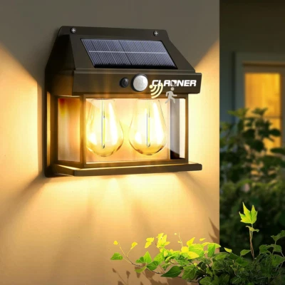 CLAONER LED Solar Power Wall Light Outdoor Garden Dusk to Dawn Motion Sensor Solar Lamp