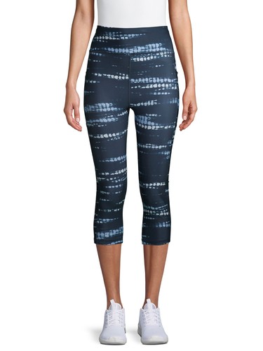 Side Pocket Printed Capri Leggings Blue 