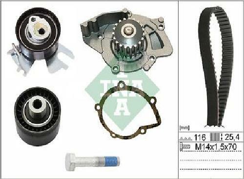 Original INA Wasserpumpe + Zahnriemensatz 530 0449 30 FüR CitroëN Fiat Ford-image