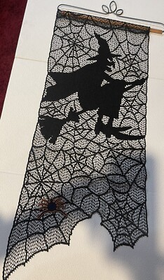 Heritage Lace Flying Witch Wall Decor Spiderwebs Spider Halloween 31'' Long