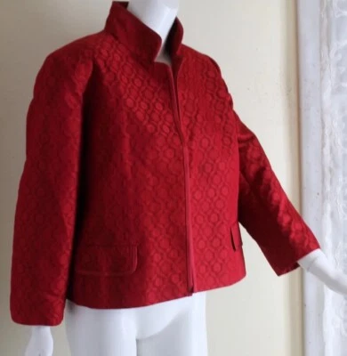 Ellen Tracy Sz 14 Riche Complexe Artistique Tissé 3/4 Funky Swing Veste Blazer - Photo 1/4