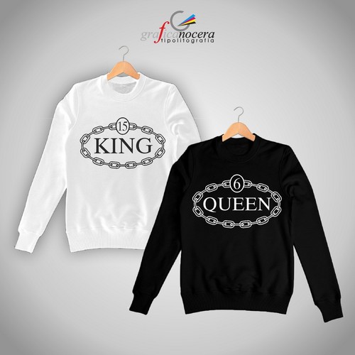 Coppia Felpe KING e QUEEN personalizzate numero maglia felpa natale san  valentin | eBay