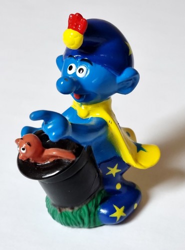 Figurine Schtroumpf Magicien Schleich - Année 1980, PVC, Occasion Très Bon état