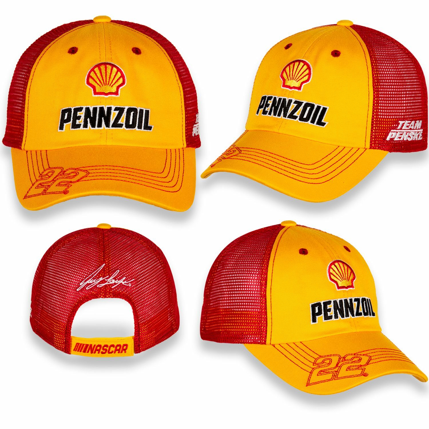 Joey Logano 2022 Checkered Flag Sports #22 Pennzoil/Shell Sponsor Hat ...