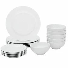 18-Piece Dinnerware Set Round Dinner Plate Dish Service White Dinner Service Set
