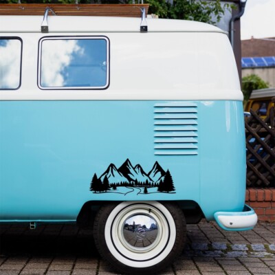 Wald Berge Aufkleber Auto Wohnwagen Wohnmobil Bergabenteuer groß Decal