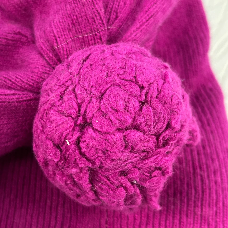 Polo Ralph Lauren Pom Gorro JUVENTUD Rosa Púrpura con Mezcla de Cachemira Amarillo Spellout Foto 3 de 4