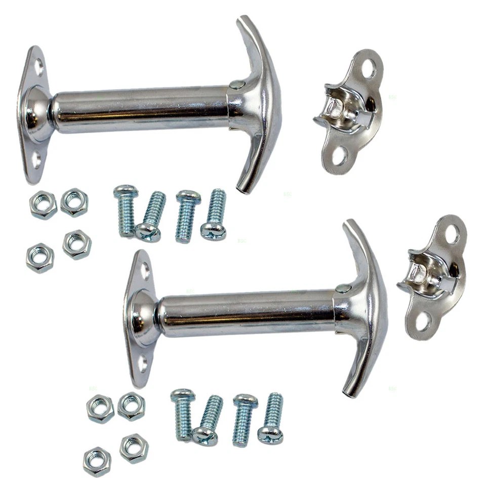 Hood Latch Safety Catch Brackets for Jeep Wrangler CJ Series Chrome Kit 55009428 - Image 2 of 2