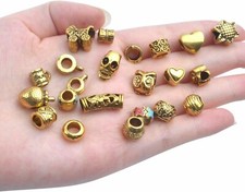 10 Metal Spacer Beads Antiqued Gold Large Hole European Assorted Lot Mixed Set
