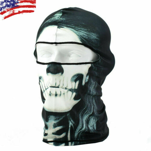Tactical Full Balaclava Skeleton Ghost Skull Face Mask Windproof Ski Halloween - Picture 1 of 3