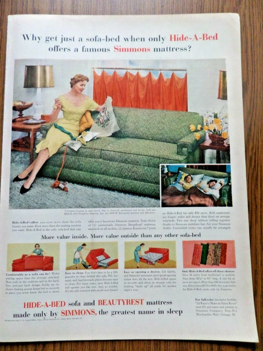 1954 Simmons Beautyrest Hide A Bed Sofa