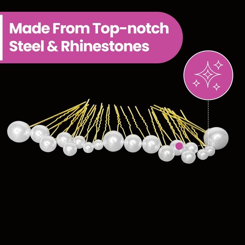 Luxury Gold Silver Pearl Bridal Hair Pins Clips Grip Bridesmaid Party - Picture 4 of 15
