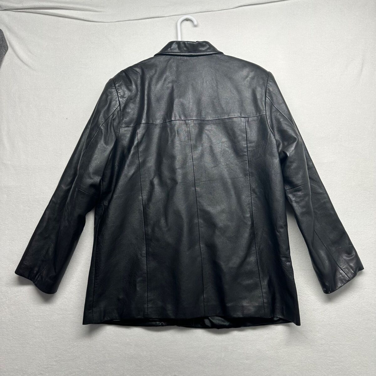 Style & Co Leather Jacket Womens Button Up Size Large Black