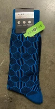New Alfani Men's Dress Socks, Blue Combo, 7-12