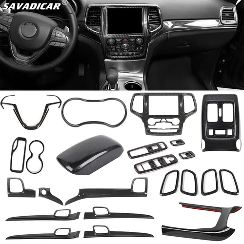 24x Carbon Fiber Interior Dash Panel Cover Trim Kit for Grand Cherokee 2014-2018
