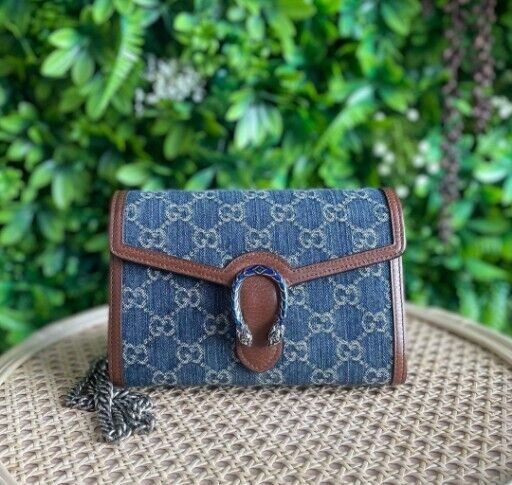 GUCCI Jacquard Black Denim GG Monogram Super Mini Dionysus