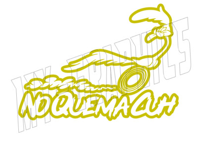 NO QUEMA CUH CORRECAMINOS STICKER CALCOMANIA DECAL COLOR ORO 8'' NUEVO