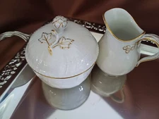 KPM porcelain  Sugar bowl and Creamer 24K gold decor