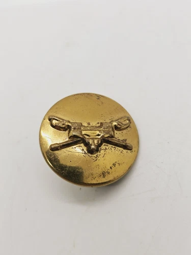 Brass US Military Armored Cavalry Tank Crossed Swords Hat Collar Insignia WW2