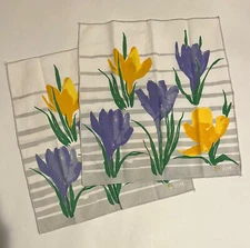 Vintage Set of 2 Vintage Signed "Vera" with Vera Newman Napkins, Tulips Ladybug