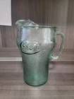 Vintage Heavy Green Pebbled Glass Coca-Cola / Coke  Pitcher 64 Oz w/ Ice Lip