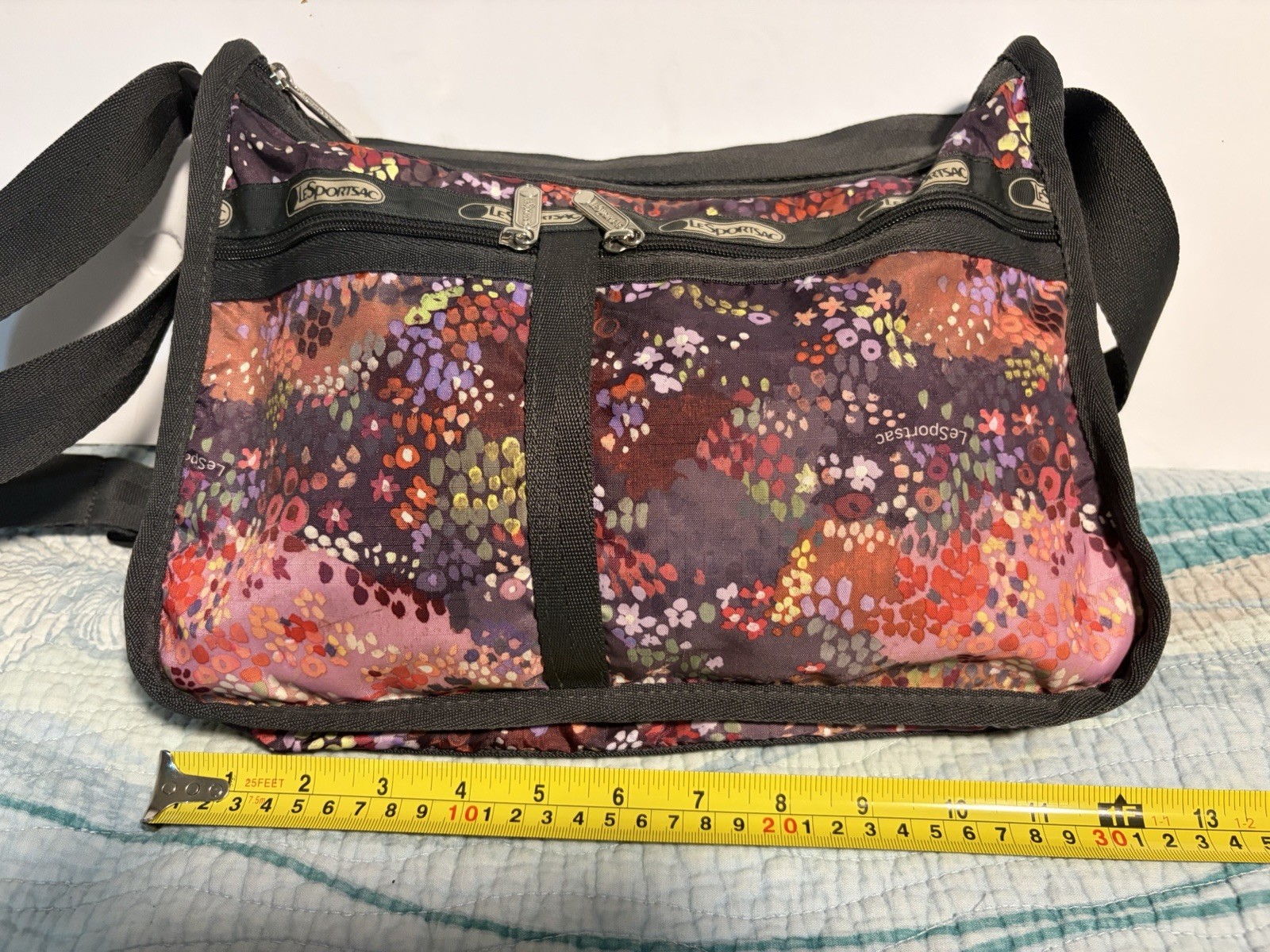 LeSportSac Floral Multicolor Shoulder Bag Adjustable Strap Pockets Women