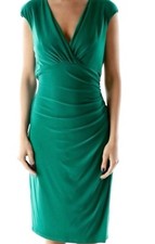 Lauren Ralph Lauren Midi St Patrick Day Green Dress Rouching Vneck Dress 10